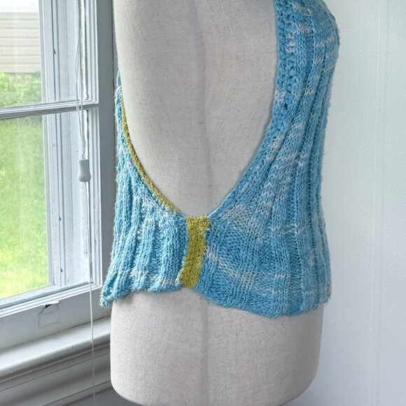 Free People Laguna Tank Blue Knit Sleeveless Sweater Size Small Cotton NWT - Picture 5 of 10